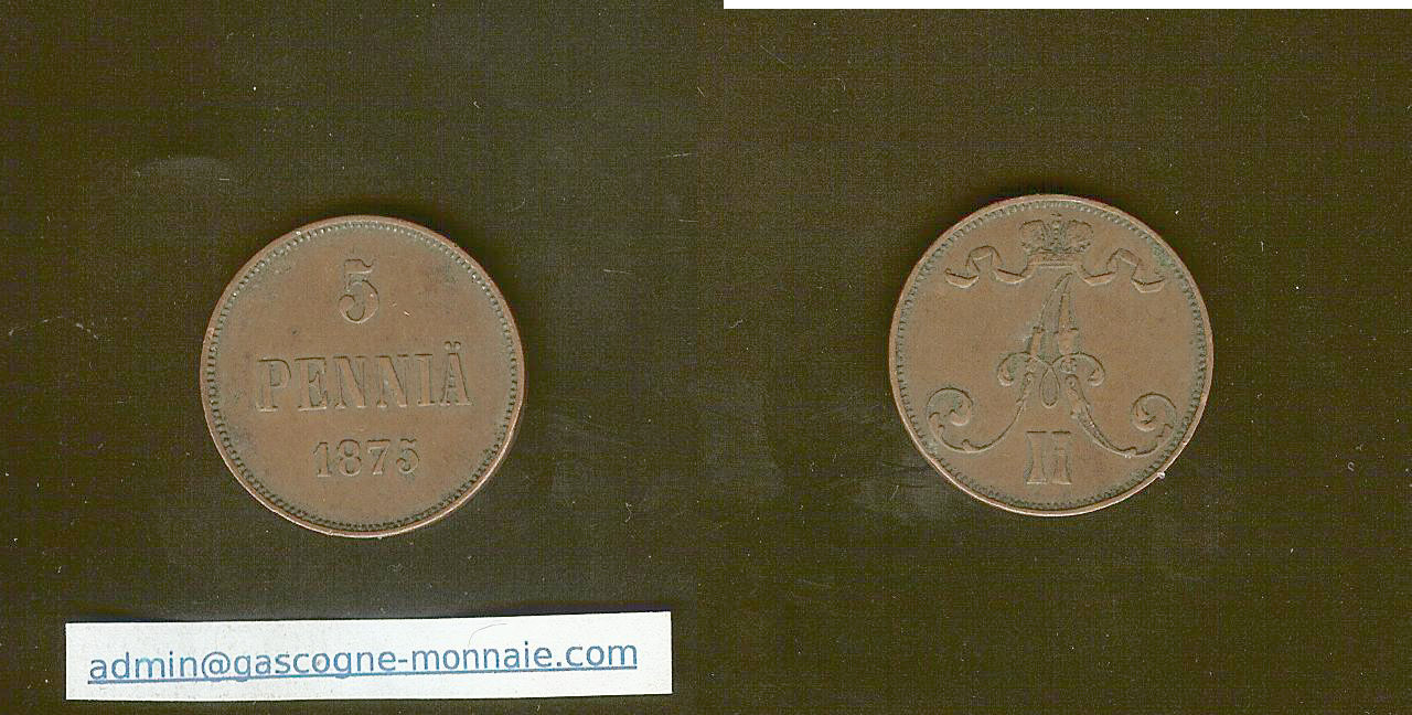 Finland 5 pennia 1875 EF